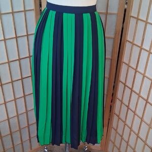 J. Crew Navy and Green A-Line Skirt